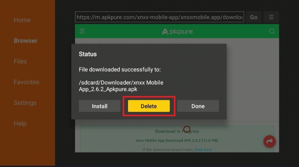 delete xnxx app apk files