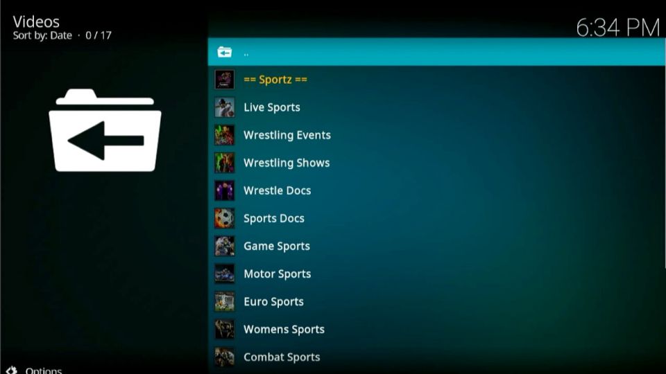 sportz kodi addon home page