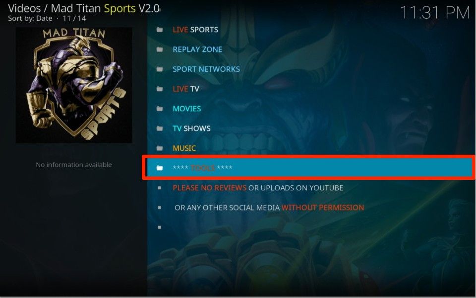 choose tools tab