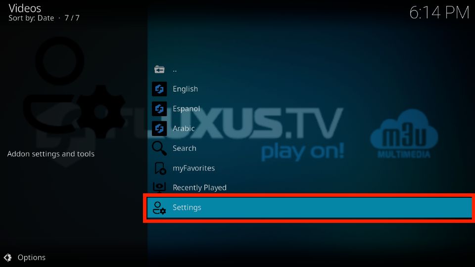 kodi settings