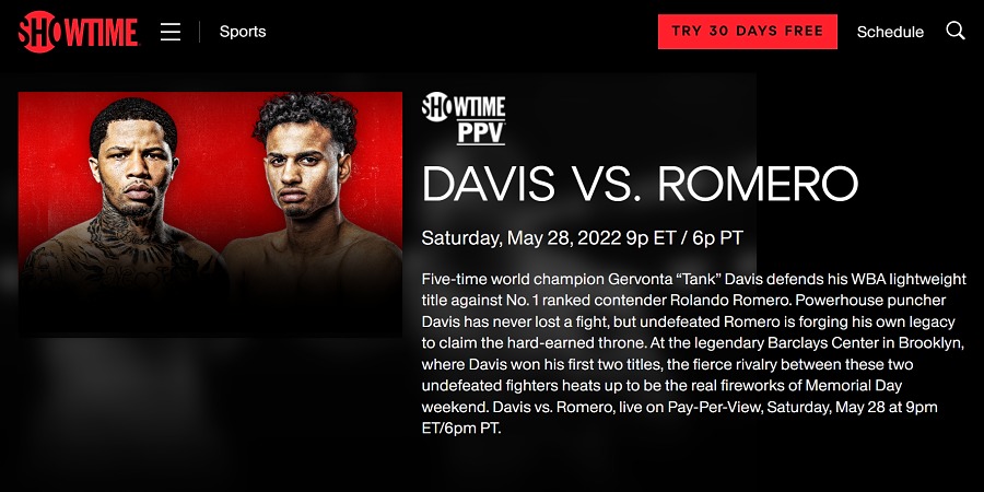 watch Davis vs. Garcia online on Showtime