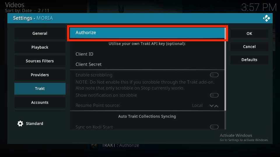 Authorize Trakt
