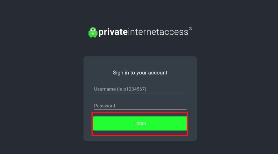 username and password