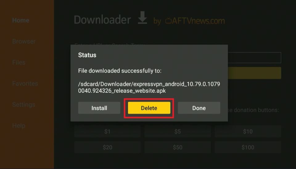 Delete expressvpn apk files