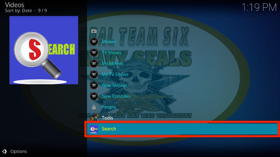 select search tab