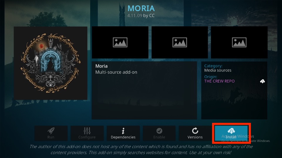 click on Install button