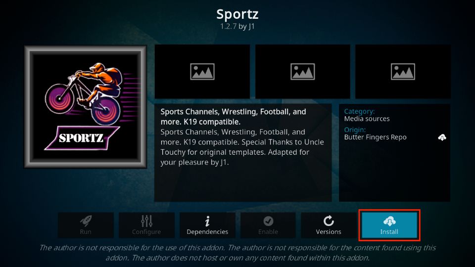 how to install sportz kodi addon