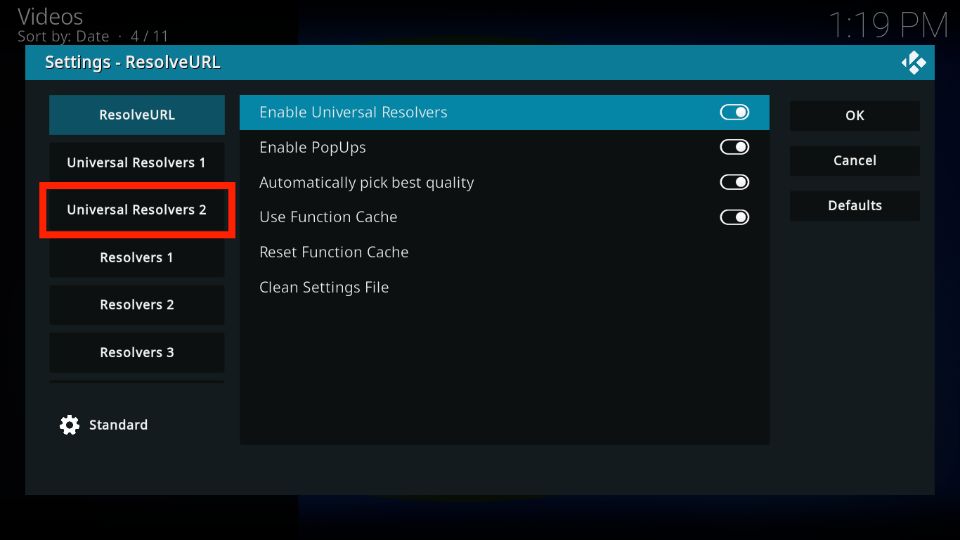 click on the Universal Resolvers 2 tab
