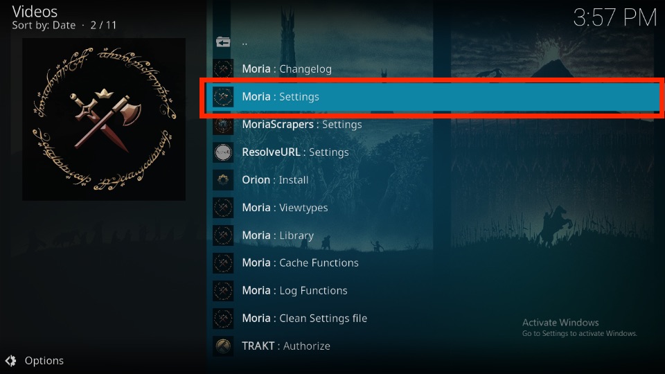 Select Moria : Settings