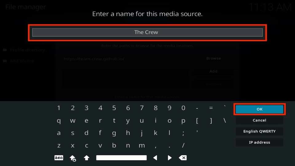 enter the name of media source