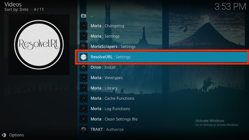 Open Resolve URL :Settings