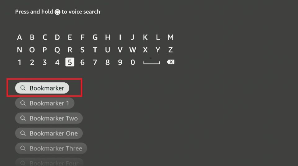 Type Bookmarker on search bar