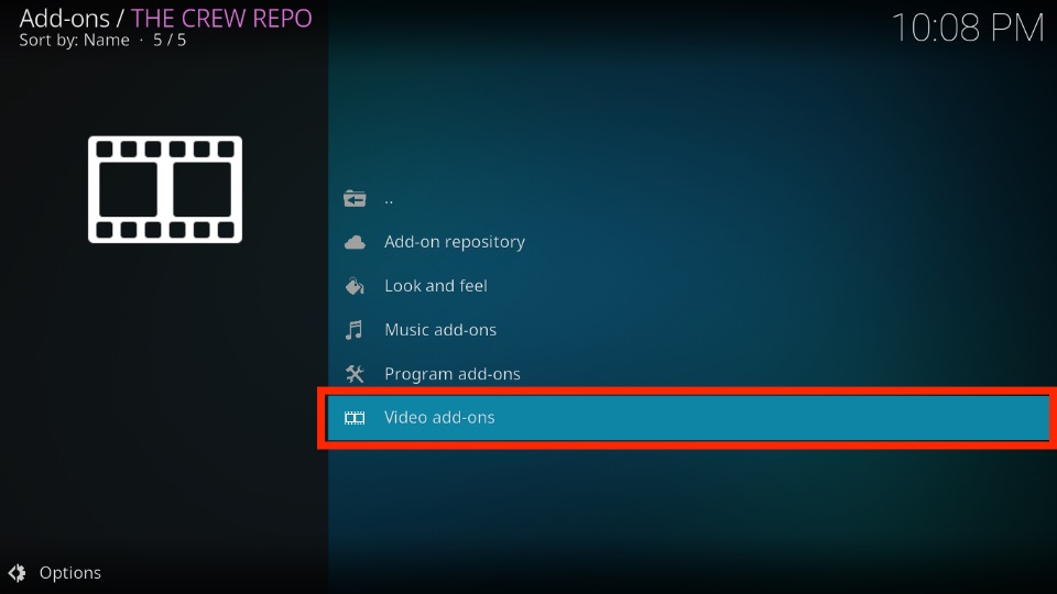 choose Video add-ons