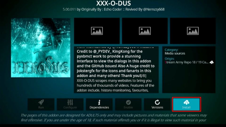 how to install xxx o dus kodi addon