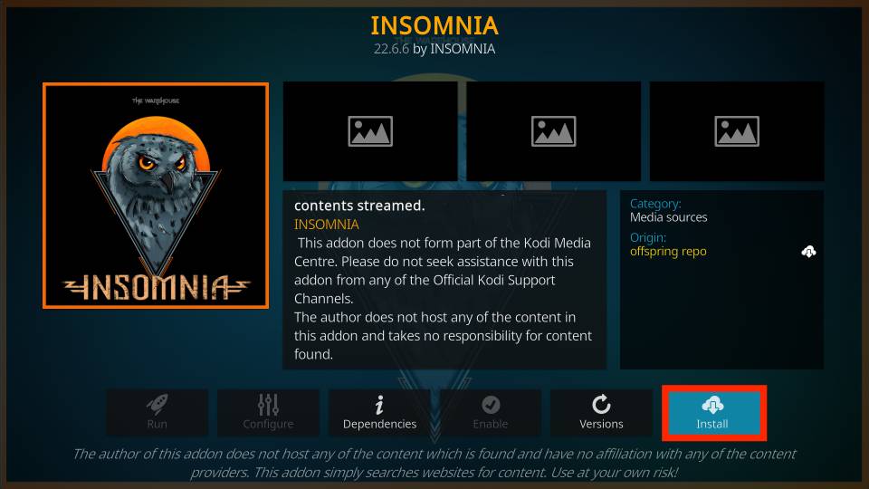how to install insomnia kodi addon