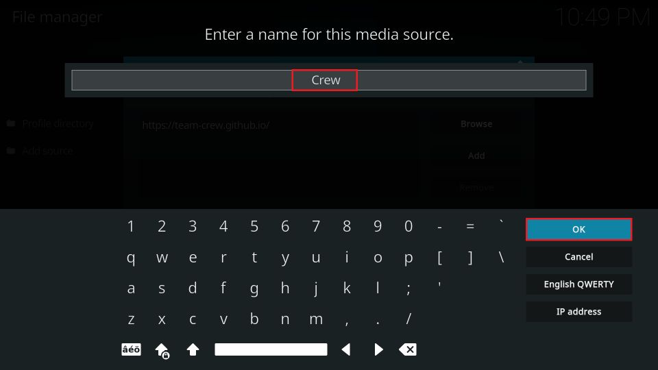 type the name crew