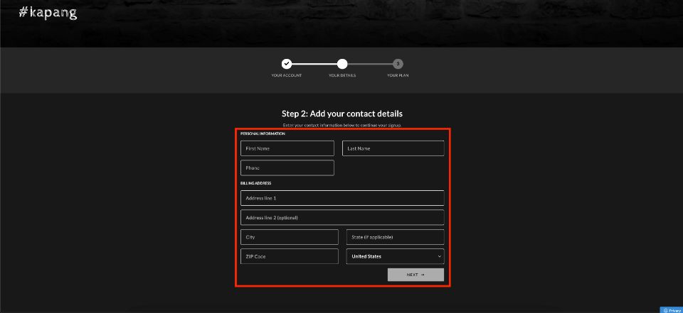 how to create an account on kapang