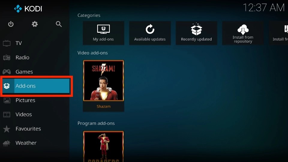 how to use shazam kodi addon