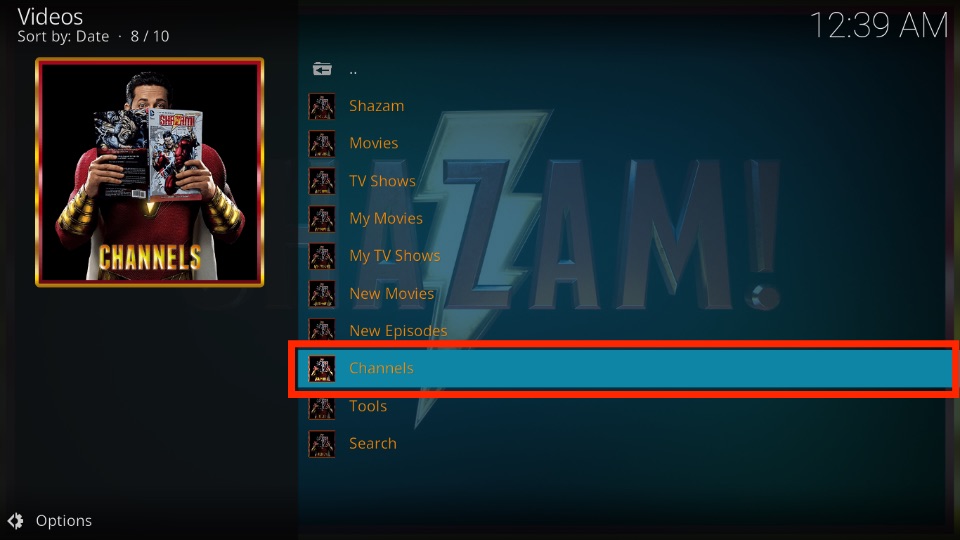 shazam-Channels-menu