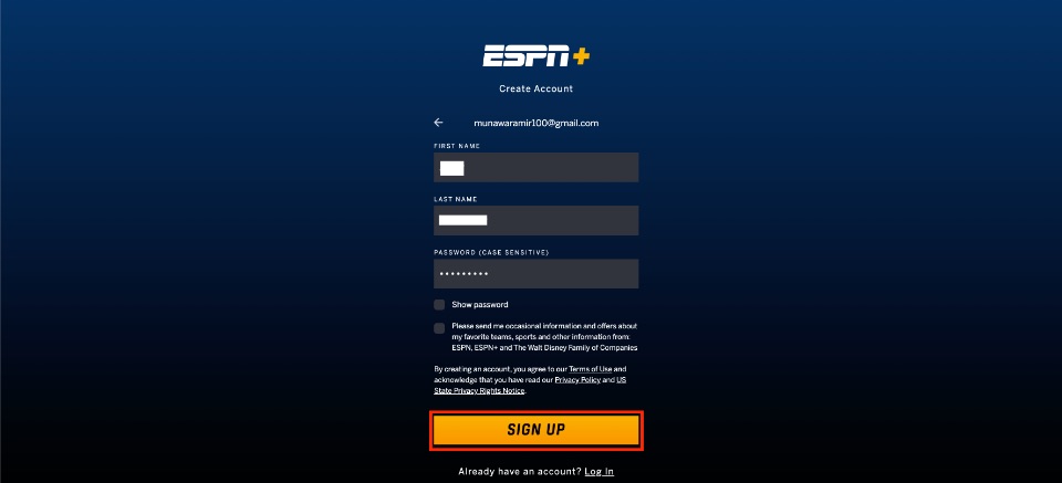 sign up ESPN+ 