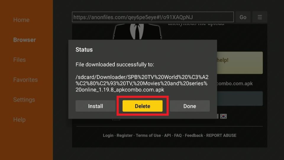 delete spb apk files