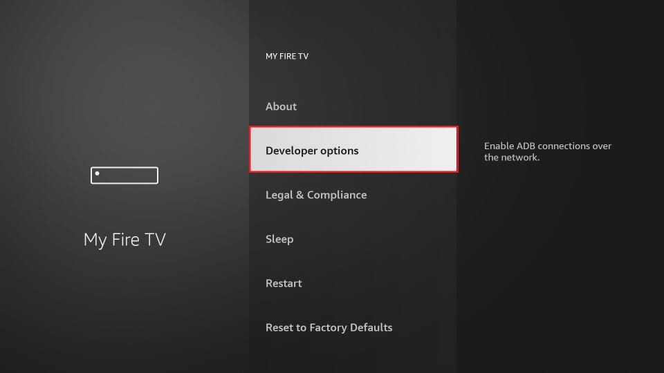 Developer options on firetv