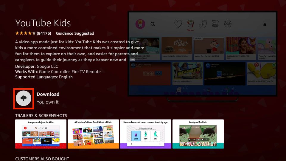 how to download youtube kids on firestick