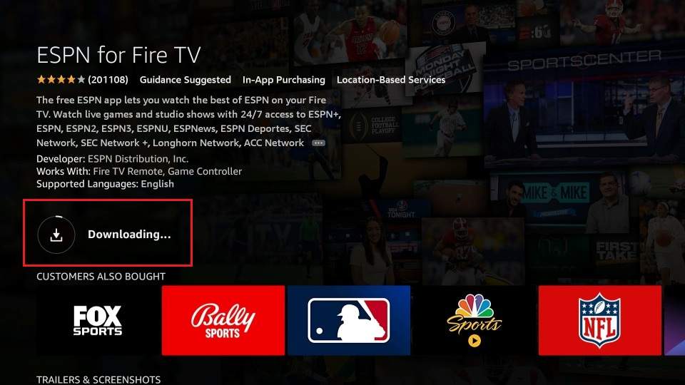 downloading espn+ on firestick