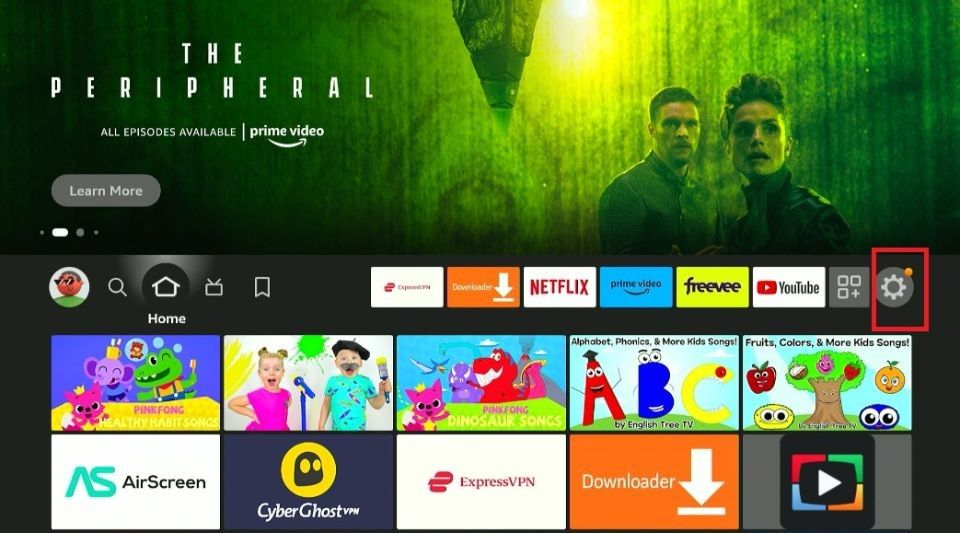 Settings icon on the FireStick