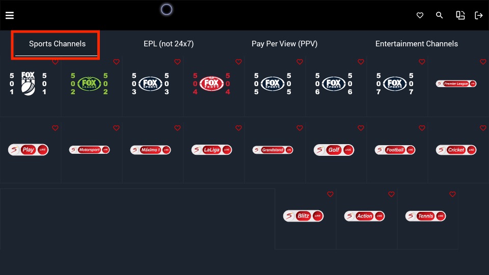 Tap on Sports Channels