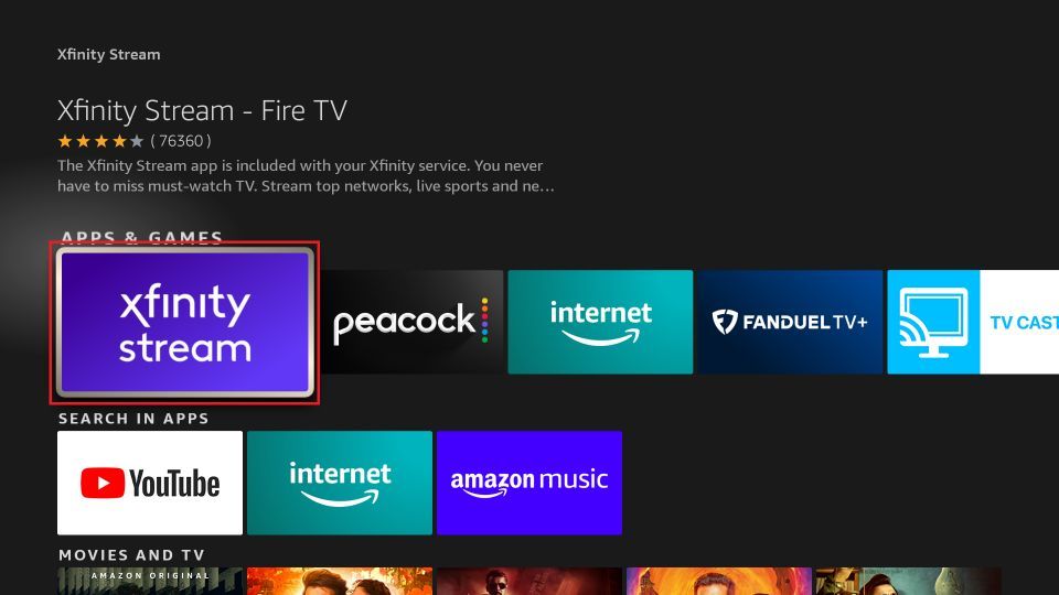 xfinity app on firestick