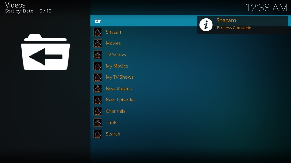 shazam kodi addon home page