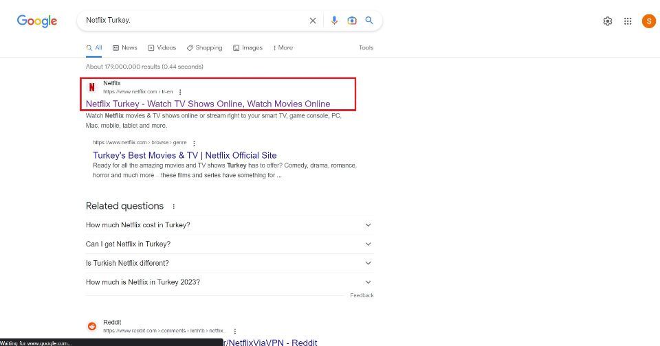 search for Netflix Turkey