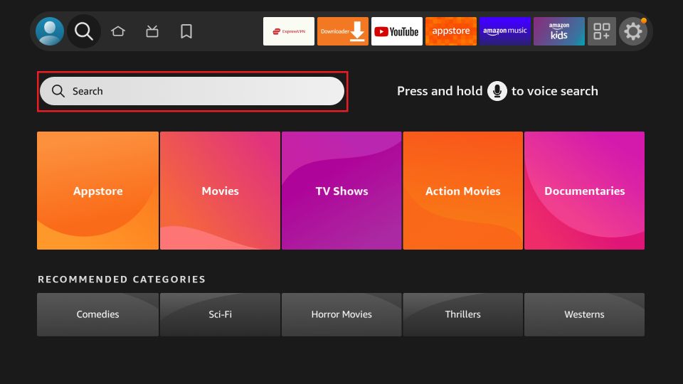 search bar on fire tv