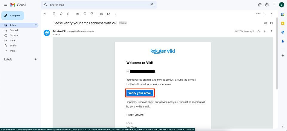 select Verify your email