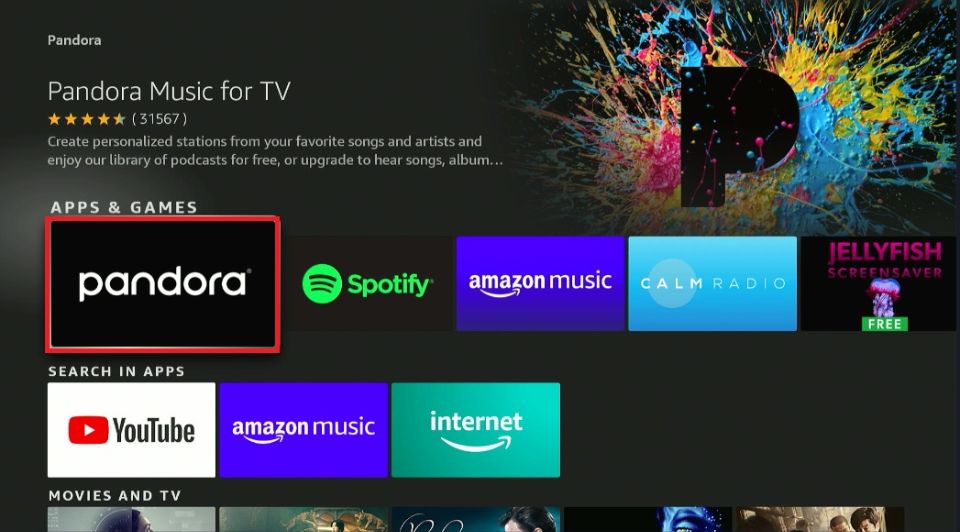 pandora fire tv