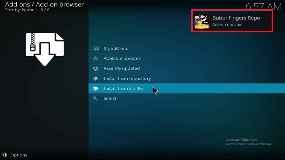 butter finger repo addon installed