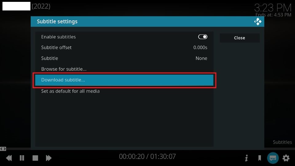 select Download subtitle