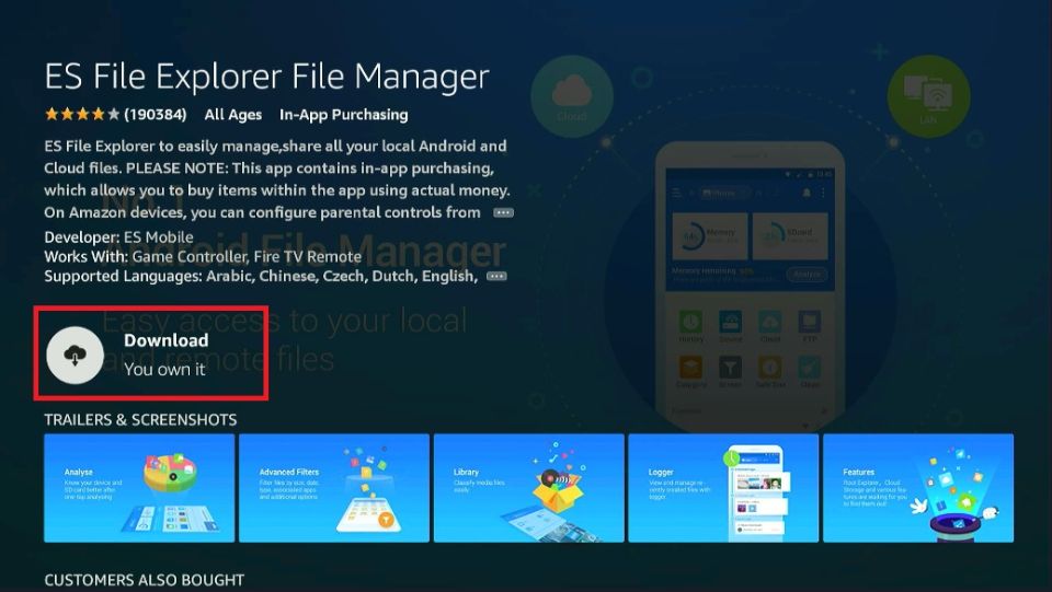 how to get es file explorer on fire tv stick