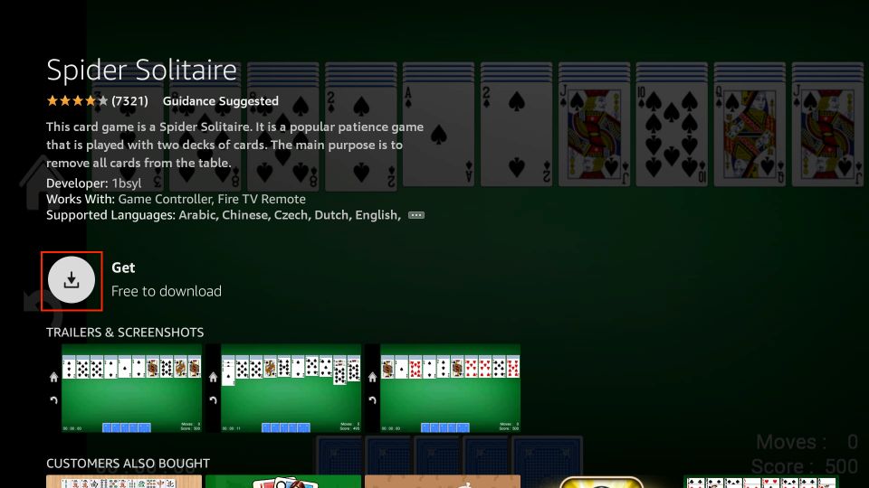 how to get spider solitaire on firestick