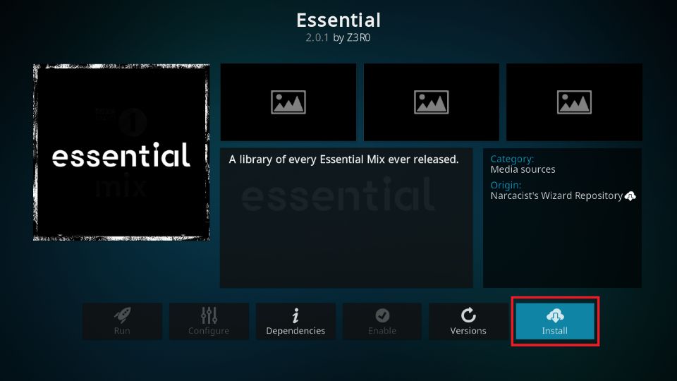 how to install essential kodi addon