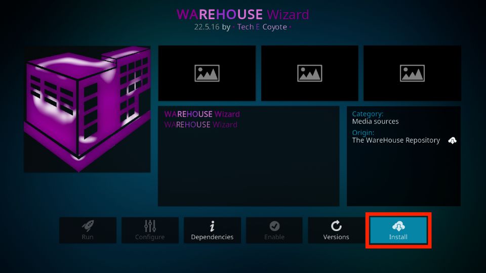 how to install warehouse wizard kodi build