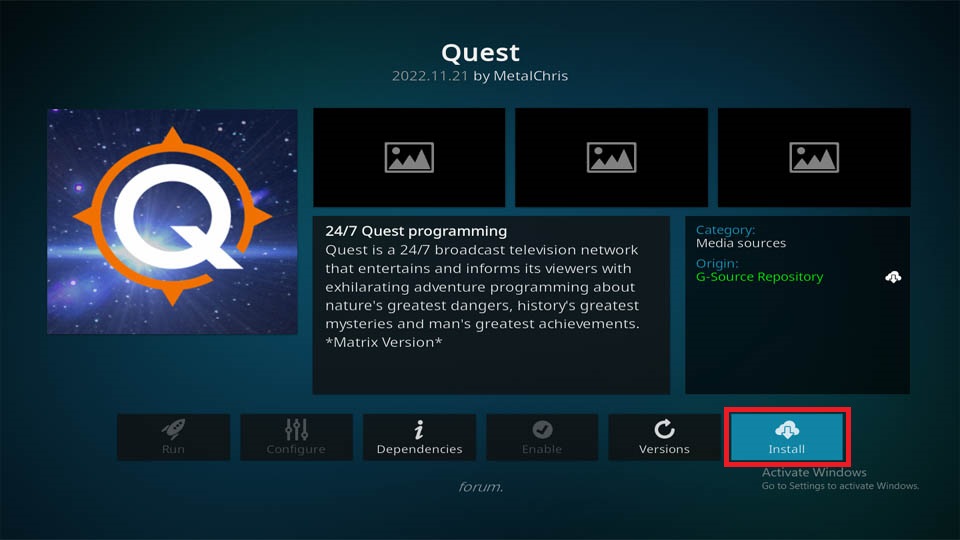 how install quest kodi addon