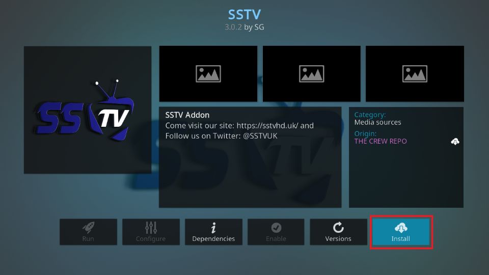 how to install sstv kodi addon