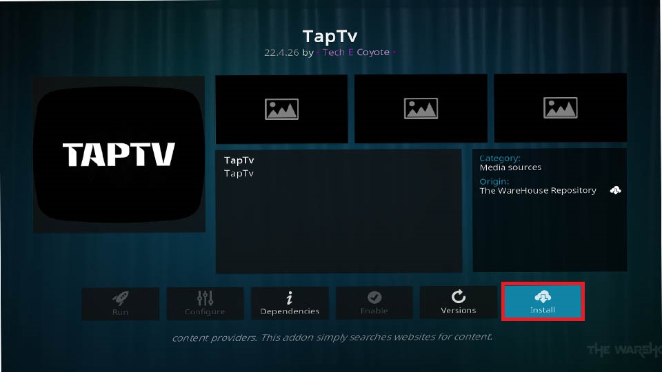 how to install taptv kodi addon