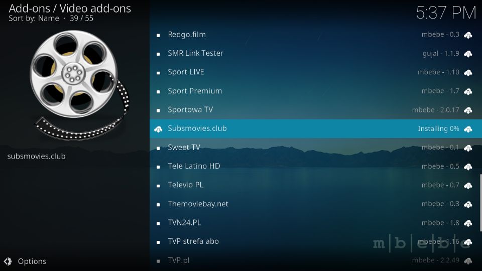 installing subsmovies club addon