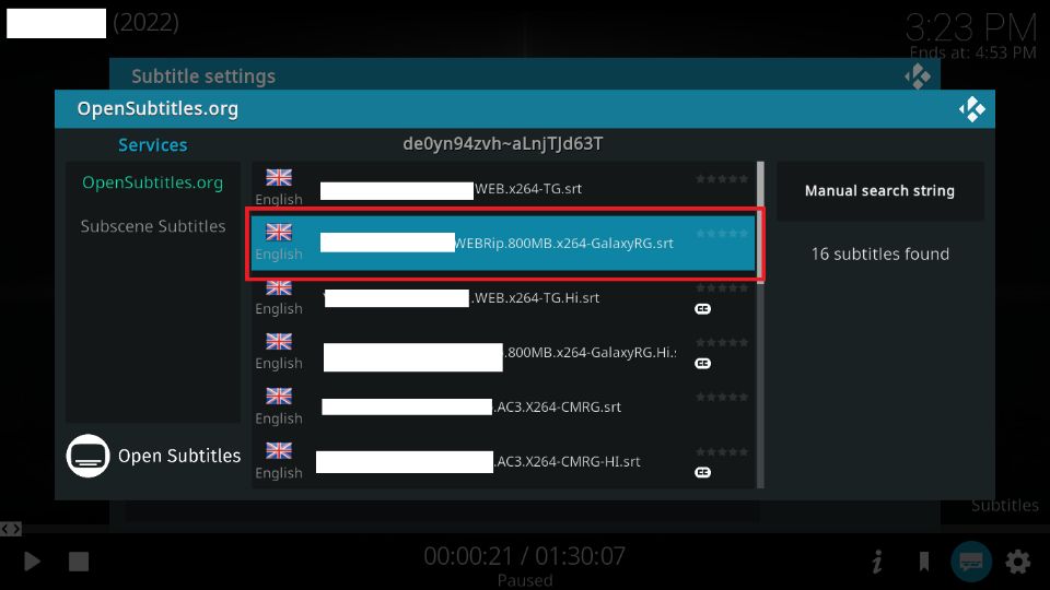 installing subtitles on kodi