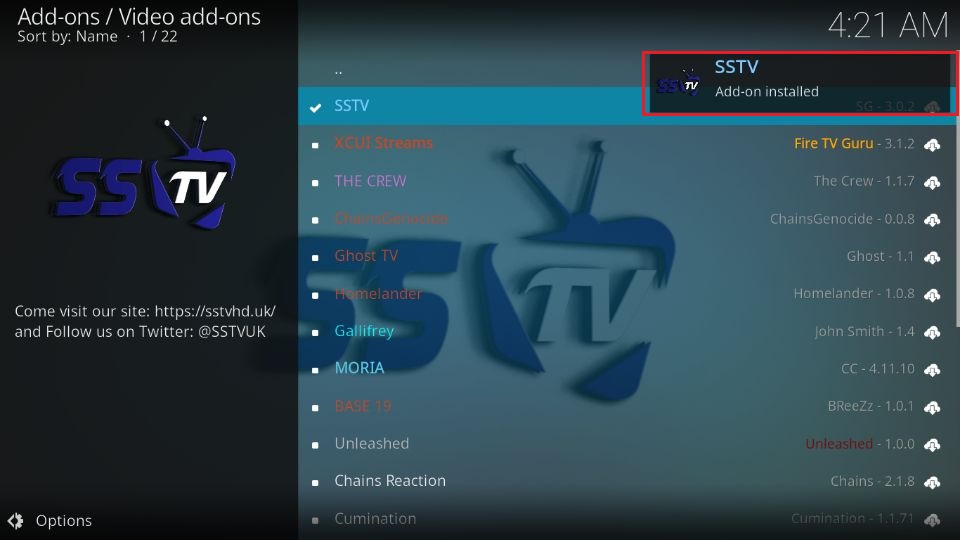 sstv addon installed