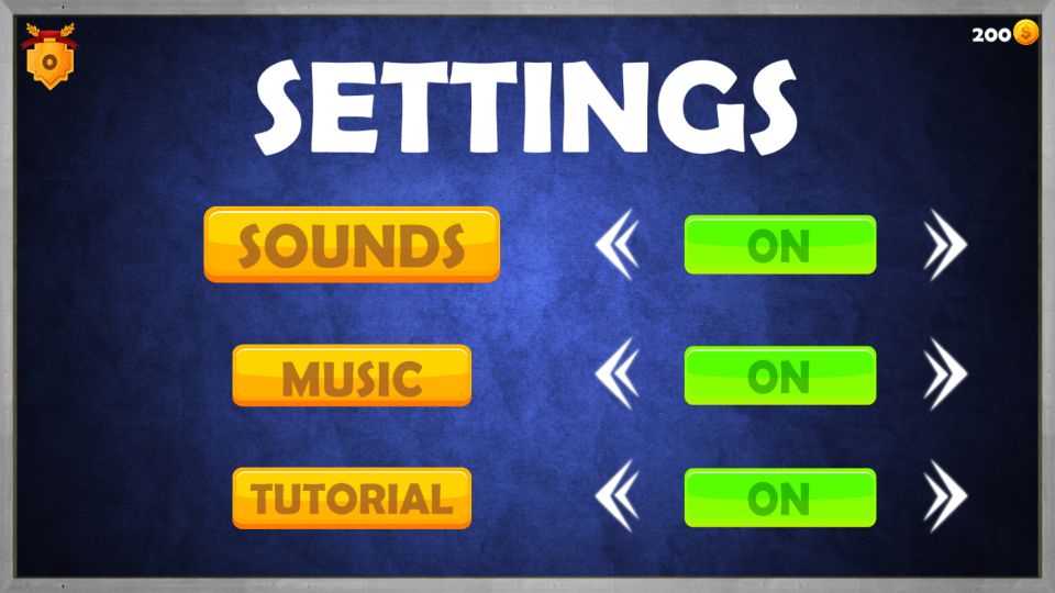 Settings menu