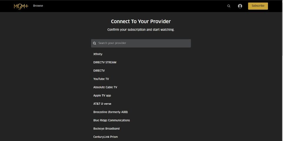 Select TV or Digital provider